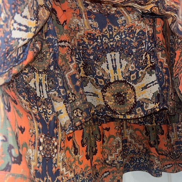 Free People Darcy Super V-neck Orange Blue Boho Sleeveless Anthro Tapestry - Picture 6 of 10